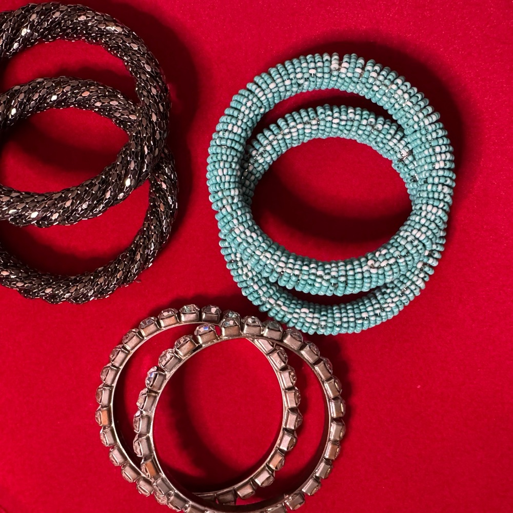 Funky bangle Elegant Bracelet 6 Set - Black, Turquoise, Silver festival jewelry - Picture 4 of 8